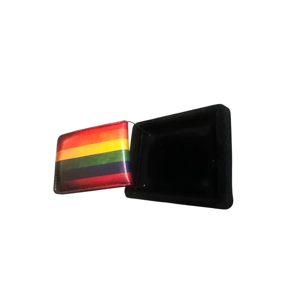 NEW Buckle-Down Rainbow Stripe Vegan Leather Bifold Wallet Mens Womens Accessory